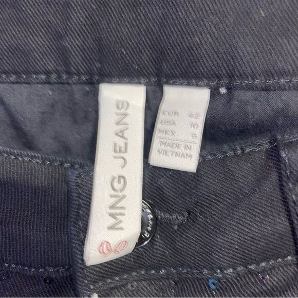 Mango SKinny Jeans Size 10 Black w Black Sequin - Picture 5 of 10